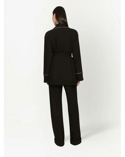 Dolce & Gabbana Black Piped Belted Shawl Jacket