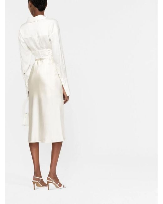 Jacquemus White Satin Midi Skirt La Jupe Notte