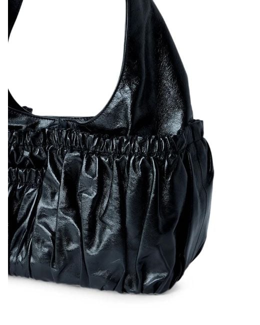 Marni Black Gathered Leather Tote Bag