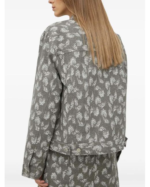 Samsøe & Samsøe Gray Buttoned Floral Jacket