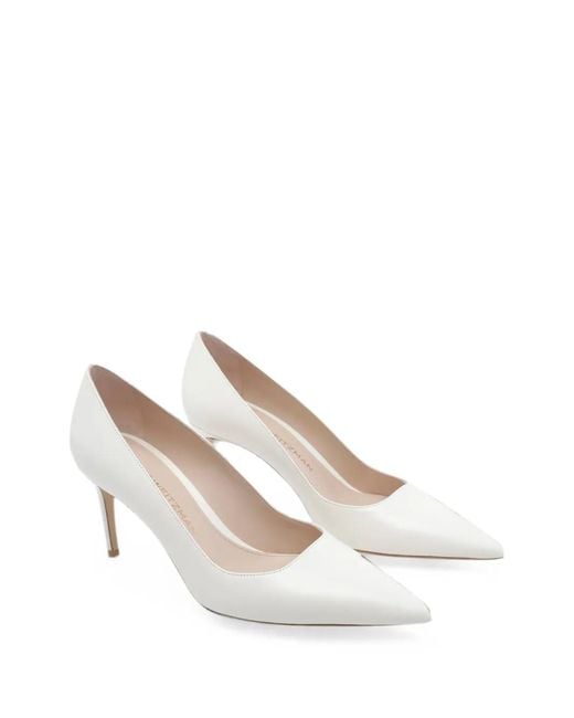 Stuart Weitzman White Stuart Power Pointed-Toe Pumps