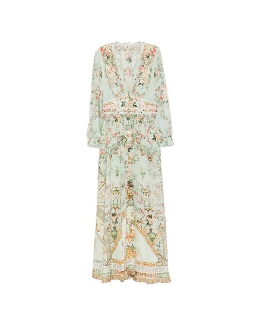Camilla White Floral-Print V-Neck Maxi Dress