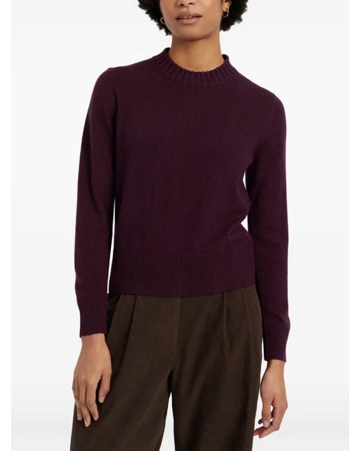 Chinti & Parker Purple Cropped Ribbed-Trim Sweater