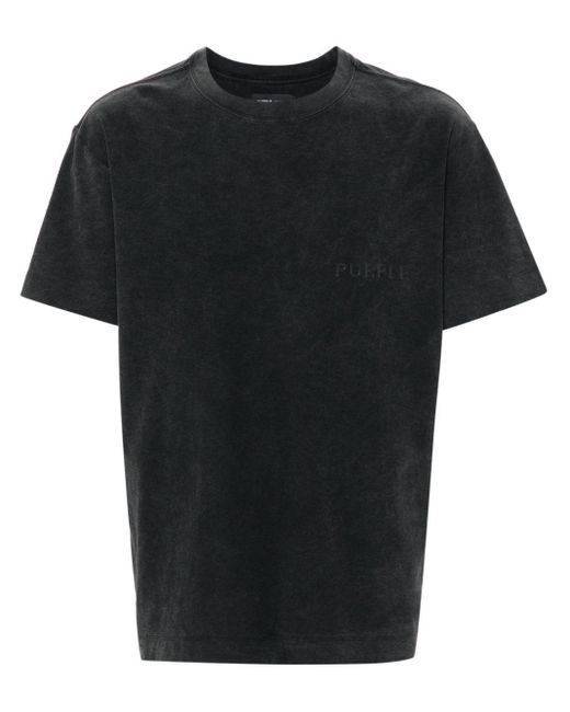 Purple Brand Black Logo-appliqué Cotton T-shirt for men