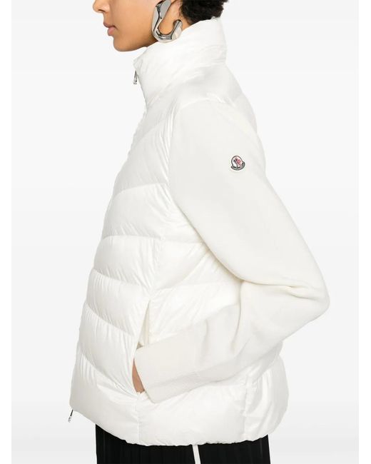 Moncler White Padded Virgin Wool Cardigan