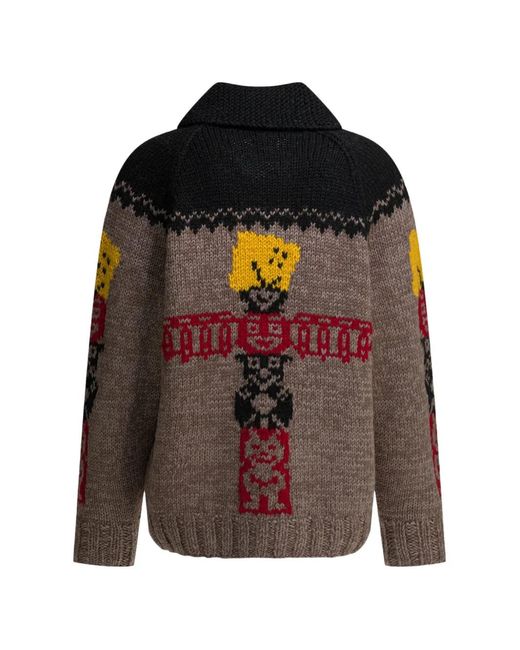 Kapital Brown Patterned Zip-Up Cardigan for men