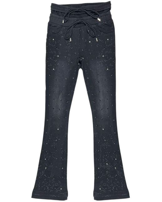 GUAPI Blue Rhinestone-Embellished Jeans for men