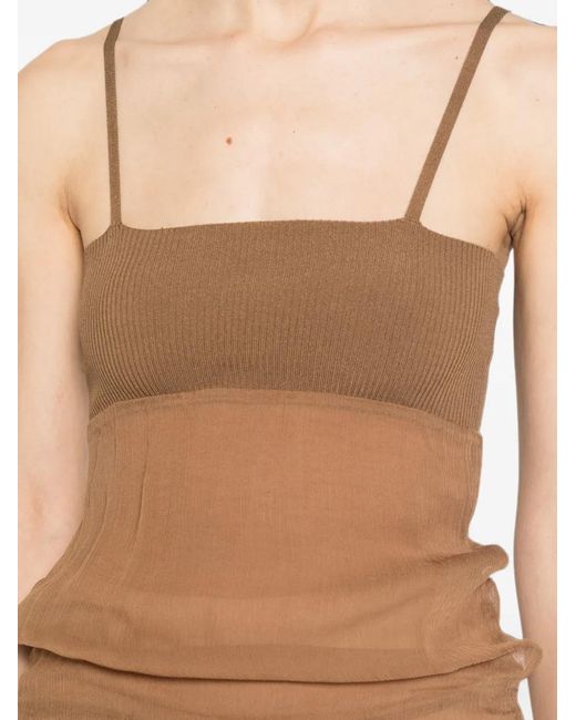 AYA MUSE Brown Aven Ribbed-Knit Cami Top