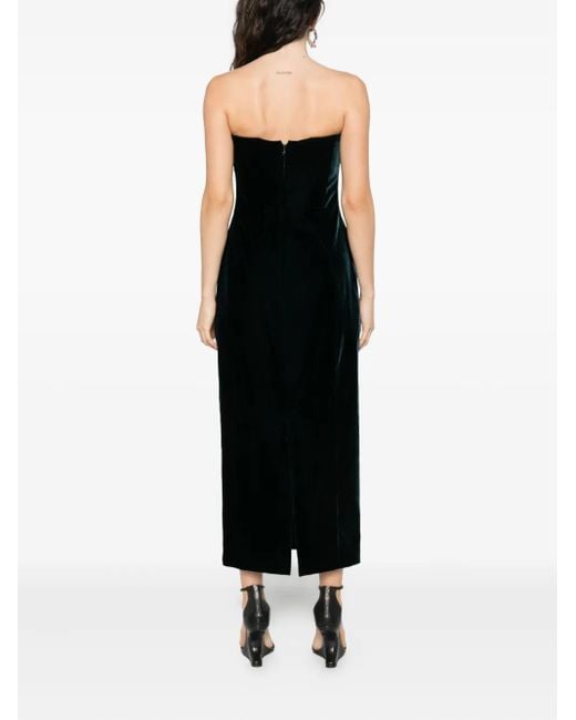 Mugler Black Velvet Strapless Midi Dress