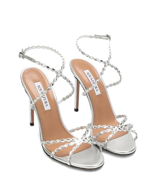 Aquazzura White 85Mm Love Struck Crystal-Embellished Sandals