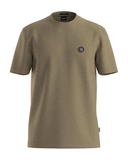 Boss Green Mercerised-Cotton T-Shirt With Double B Monogram for men