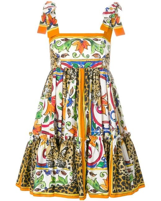 ワンピース Dolce & Gabbana 'Maiolica' print mini dress Dolce & Gabbana Majolica Print Mini Dress | Lyst Canada