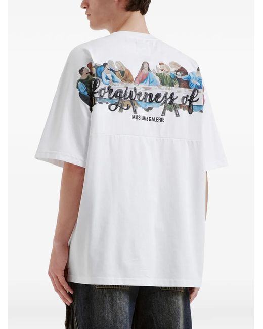 Musium Div. White T-Shirt À Imprimé Graphique for men