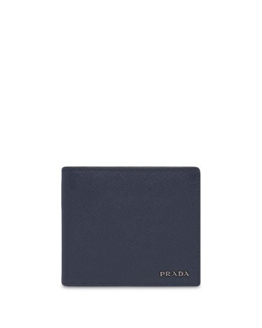 Portefeuille bicolore à logo Prada pour homme en coloris Bleu | Lyst
