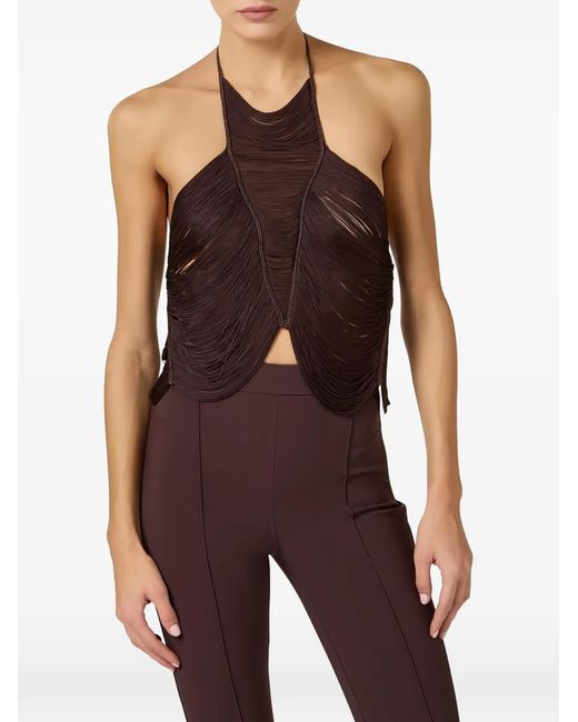 Elisabetta Franchi Red Top With Fringes