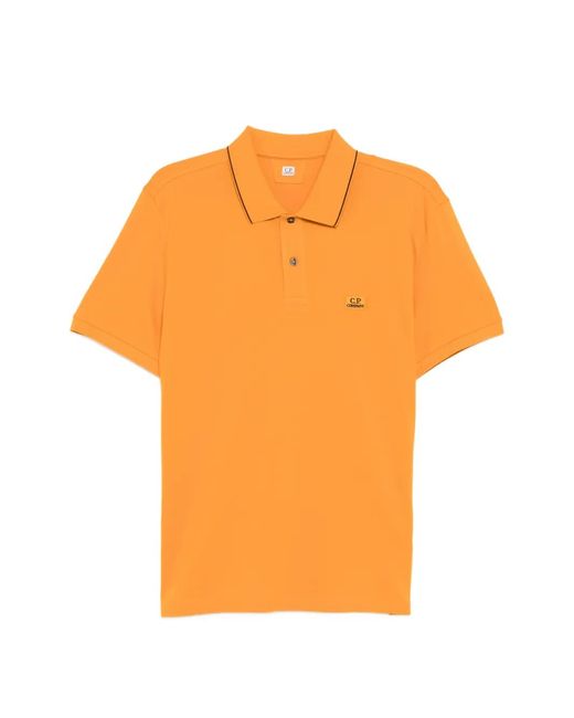 C P Company Orange Logo-Embroidered Polo Shirt for men