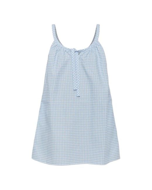 Posse Blue Lila Gingham Tie-Fastening Mini Dress