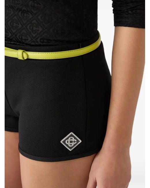 Casablanca Black Logo-Plaque Belted Shorts