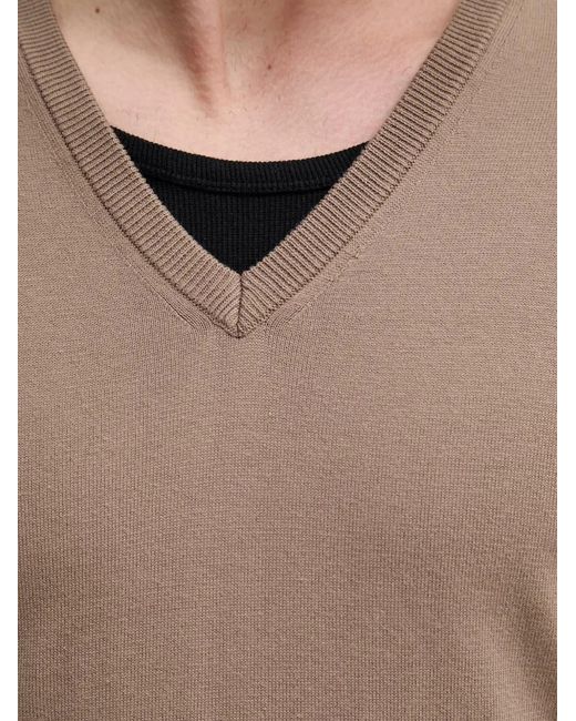 Benetton Gray V-Neck Sweater for men