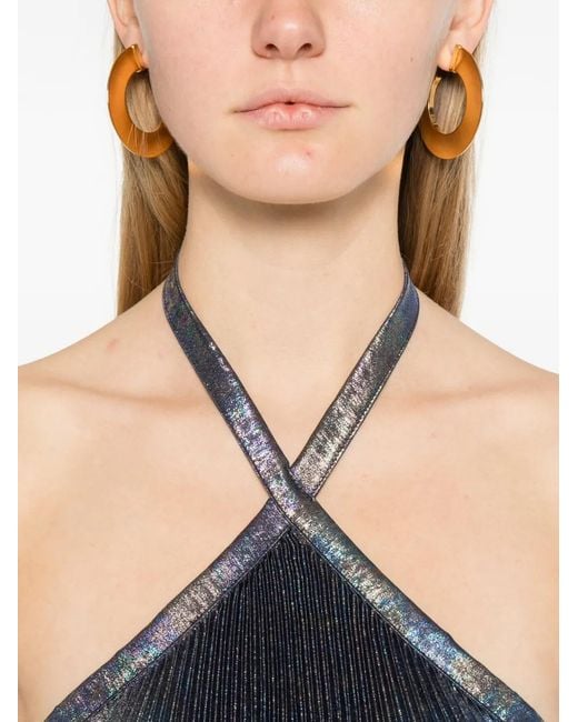 L'idée Blue Deesse Pleated Gown