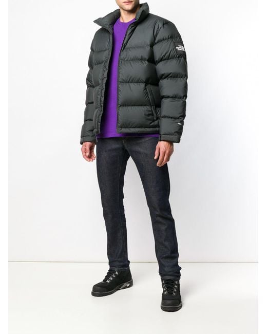The North Face Logo Patch Puffer Jacket in Grey for Men | Lyst UK
