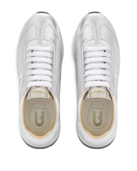 Furla White Retrò Laminated Logo-Detail Sneakers