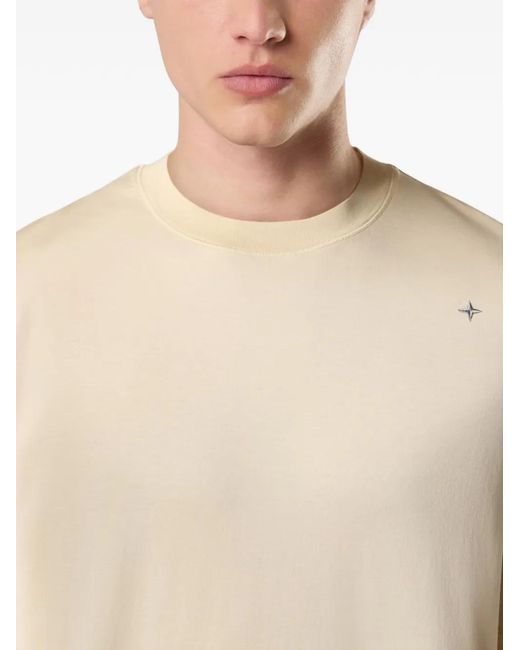 Stone Island White Crew-Neck Logo T-Shirt for men
