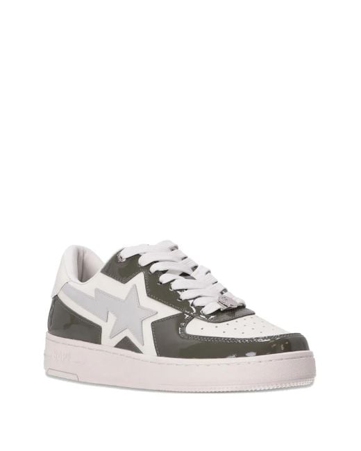 A Bathing Ape White Sta Logo-Patch Leather Sneakers for men