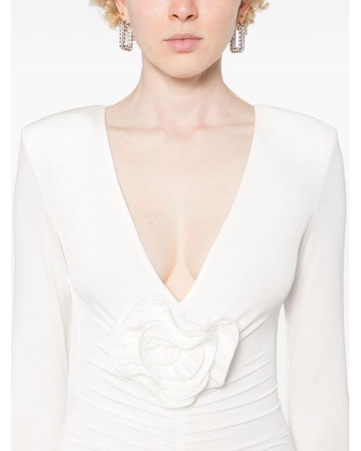 Nissa White Floral-appliqué Mini Dress