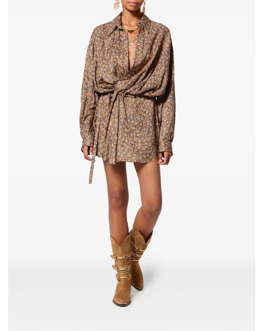 Isabel Marant Natural Harmony Floral Tie Mini Dress