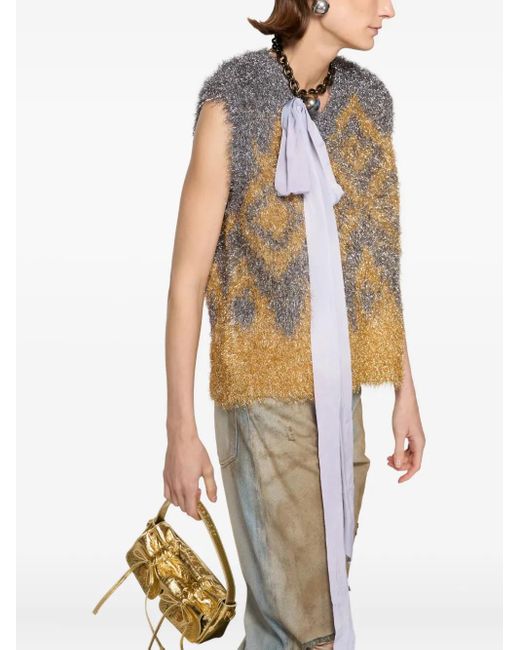 Acne Gray Geometric-Pattern Vest