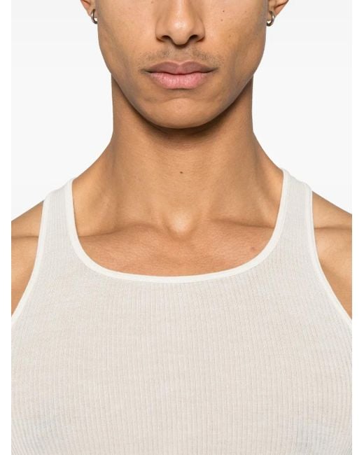 メンズ Rick Owens リブ タンクトップ White