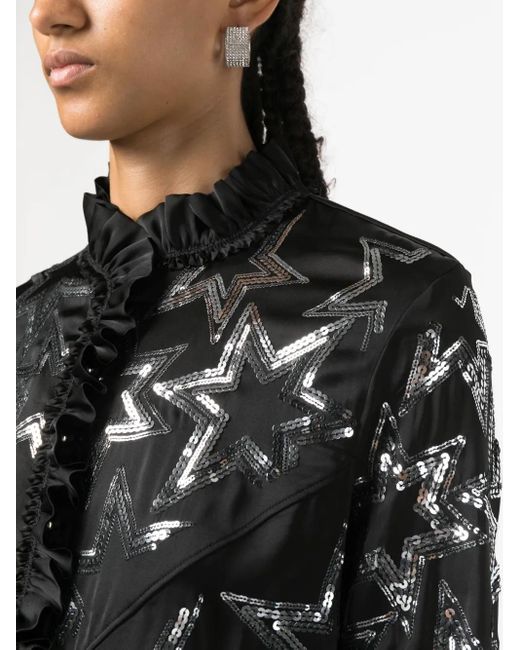 Rabanne Black Sequin-Embellished Star Shirt