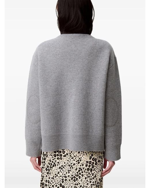 Claudie Pierlot Gray V-Neck Embroidered Cardigan