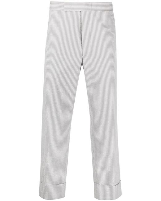 Thom Browne Gray Stripe-Pattern Tailored Trousers for men