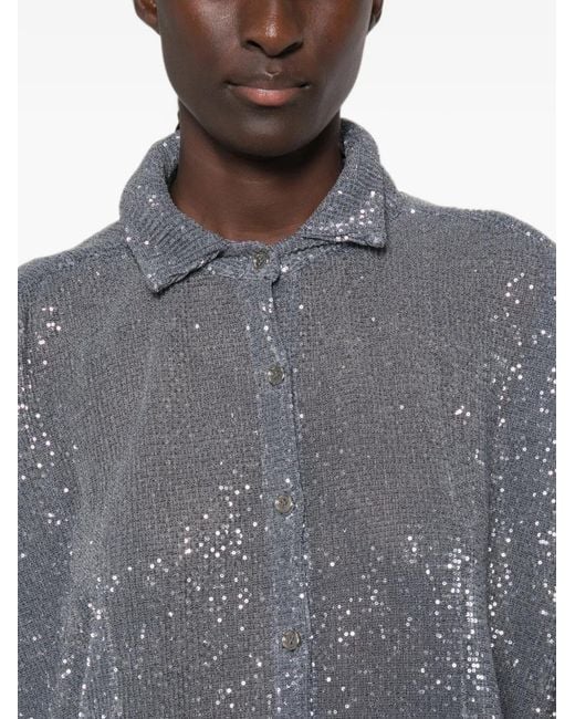 L'idée Blue La Musique Sequin-Embellished Shirt