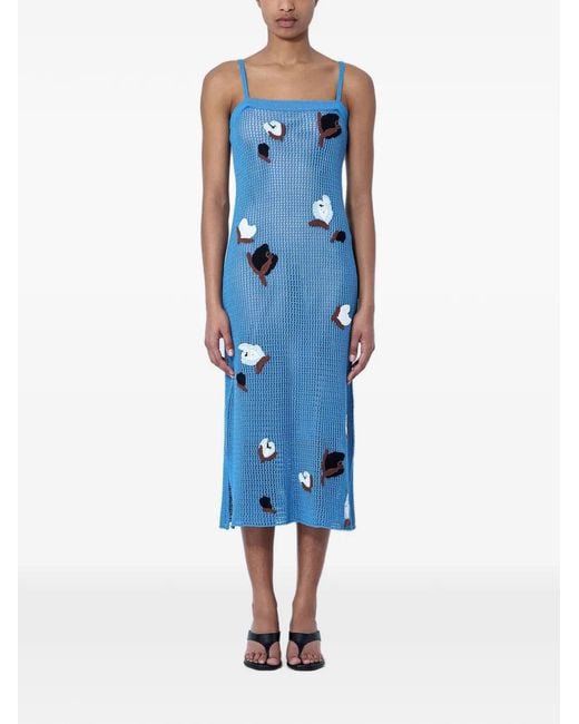 Marni Blue Abstract-Pattern Knit Dress