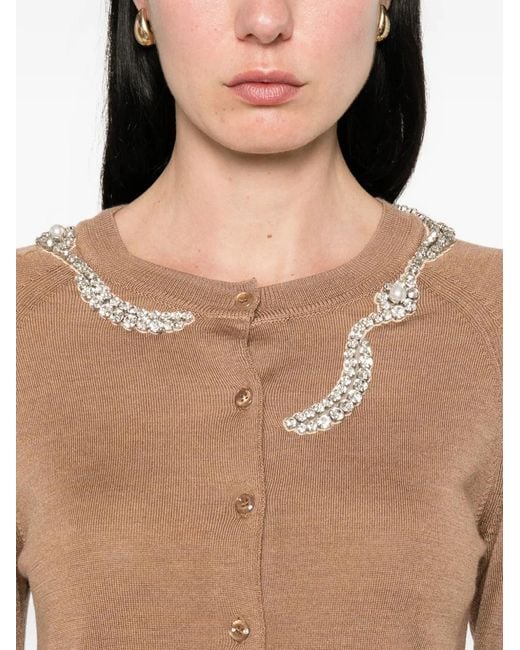 Simone Rocha Natural Embellished Cardigan
