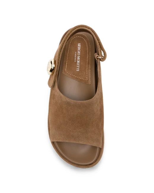 SERGIO MORETTI FIRENZE Brown Button-Detail Slingback Sandals