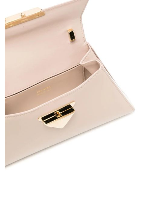 Prada Pink Triangle-Logo Leather Shoulder Bag