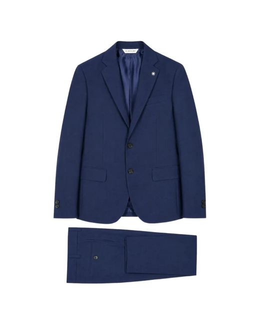 Manuel Ritz Blue Single-Breasted Two-Piece Suit for men