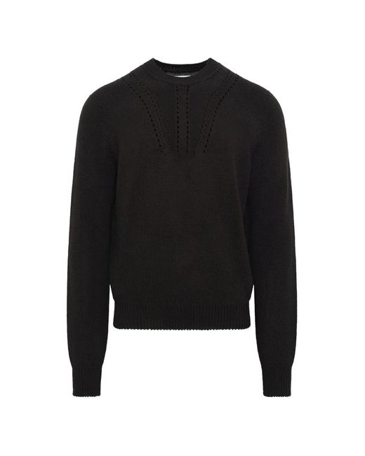 Jil Sander Black Pointelle-Knit Sweater for men