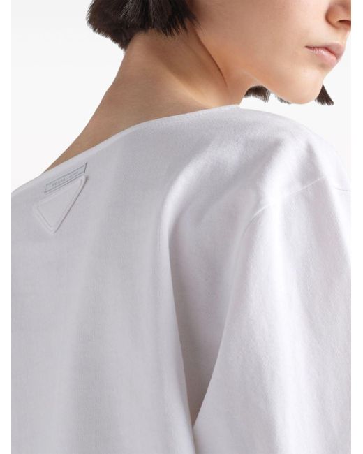 Prada White Logo-embossed Long-sleeve T-shirt