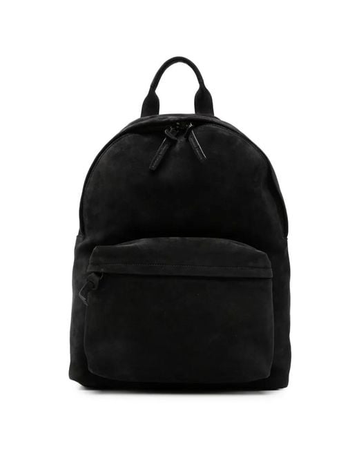 Officine Creative Black Suede Backpack for men