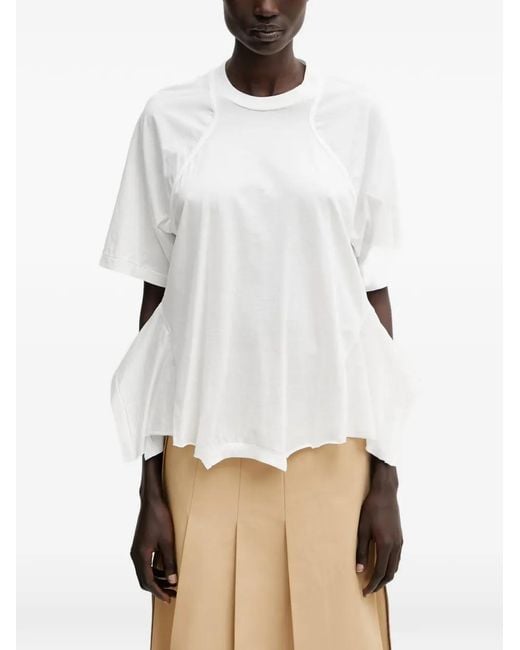 Undercover White Ruffled-Trim T-Shirt