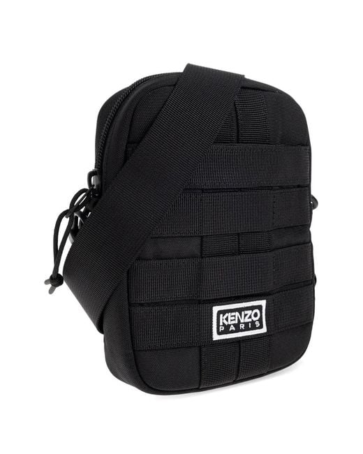KENZO Black Explorer Logo-Detail Messenger Bag for men