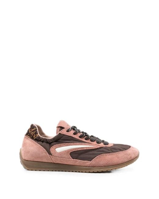 Date Brown Lace-Up Panelled Sneakers