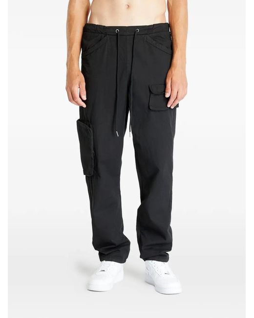 Urban Classics Black Asymmetric Drawstring Cargo Pants for men