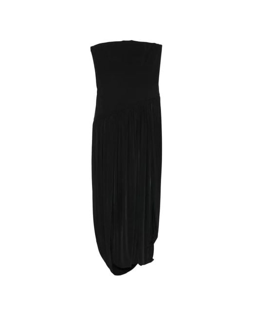 Ferragamo Black Strapless Pleated Dress