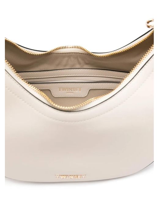 Borsa A Spalla Con Placca Logo di Twinset in White